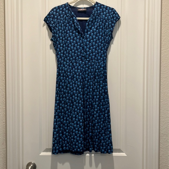 Circus Sz XS rain cloud print shirt dress buttons fit flare Blue Light Blue - Picture 1 of 6